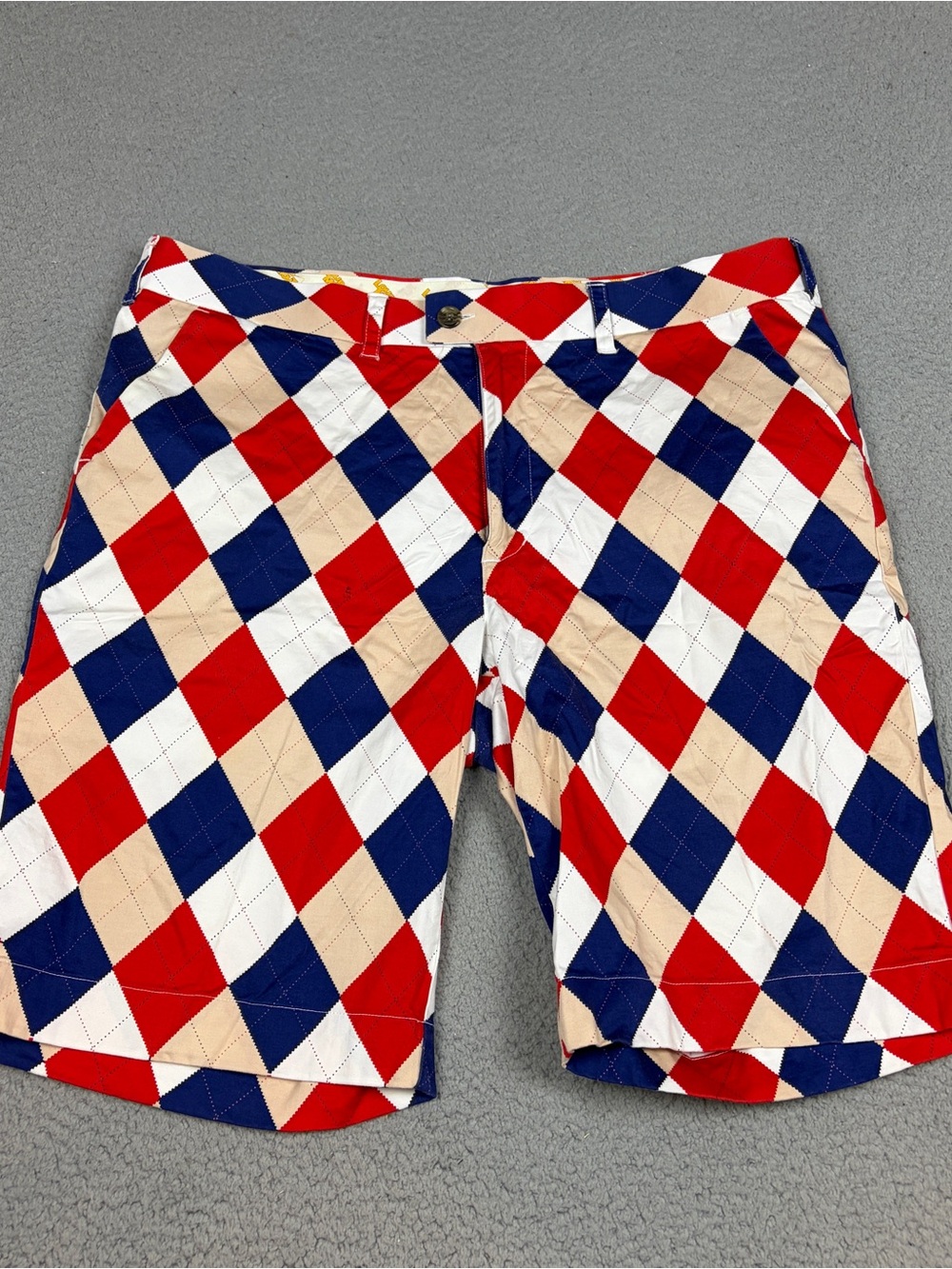 Loudmouth Golf Shorts Men's 40 Multicolor Argyle Diamond Cotton Blend